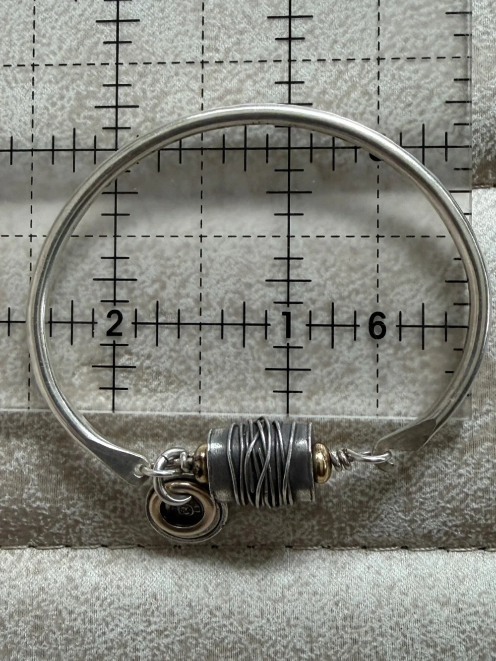 Vintage Sterling Silver 1984 Jabberwocky Wire Wrapped Artisan Bangle Bracelet